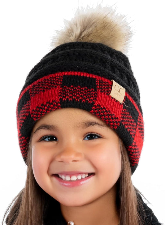 Cozy Toddler Cable Knit Pom Beanie - Warm Winter Hat for Kids