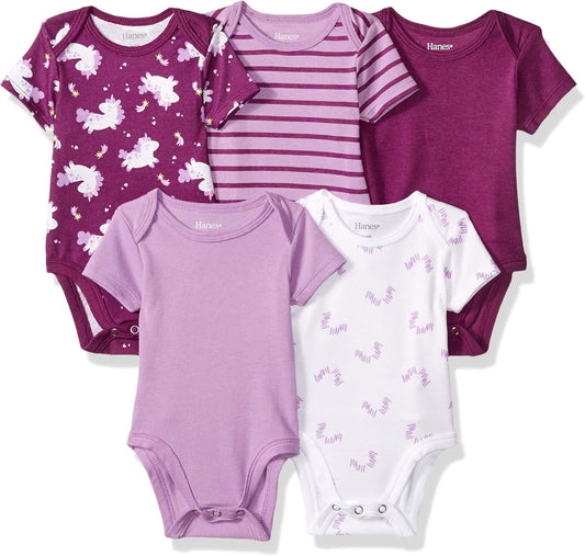 Baby Bodysuits, Ultimate Flexy Short Sleeve for Boys & Girls, 5-Pack