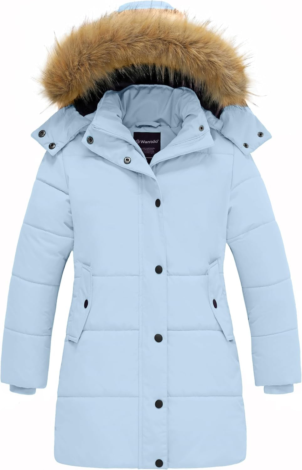 Girl'S Winter Coat Long Puffer Jacket Fleece Parka with Hood Waterproof