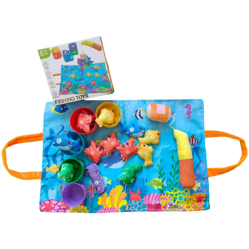 Toy Cloth Fishing Game with Stacking Cups Color for Toddlers