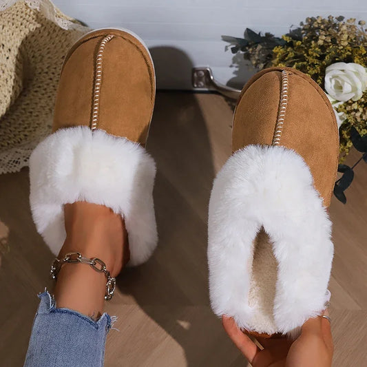 Flat Faux Fur Suede Fluffy Furry Home Slippers