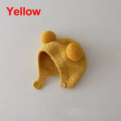 Cute Winter Warm Kids Girl Boys Baby Hats Fleece Wool Hemming Caps
