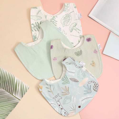 4pcs Cotton Soft Baby Adjustable Bibs