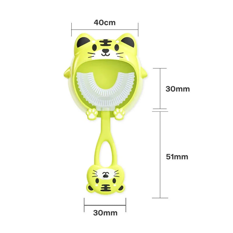 U-shape Kids Toothbrush Cartoon Print With Holder