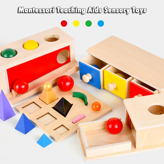 Kindergarten Montessori Wooden Toys Winder Object Permanence Box