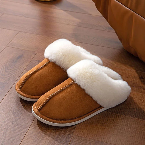 Flat Faux Fur Suede Fluffy Furry Home Slippers