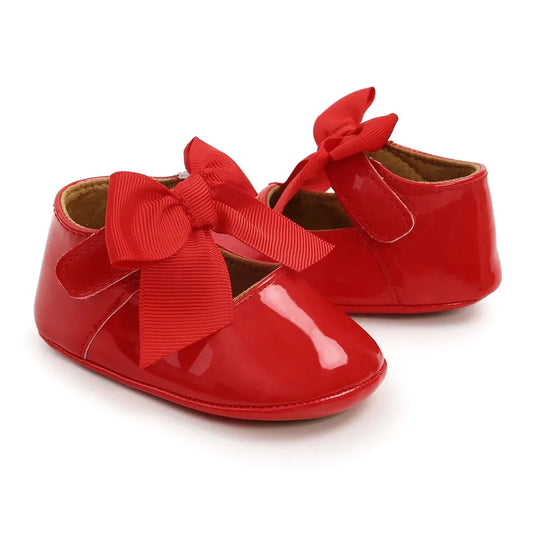Bowknot Rubber Sole Anti-slip PU Ballet Shoes