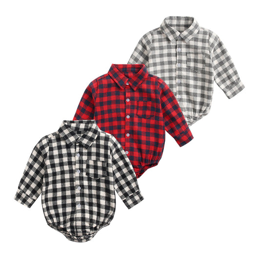 Sanlutoz Plaid Cotton Baby Boys Bodysuits Long Sleeve Baby Clothes
