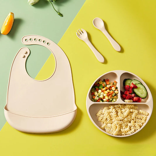 Baby Silicone Bib Babies Waterproof Bib Solid Color