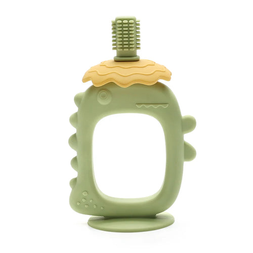Dinosaur Teether with Handle Grip, Baby Teething Toys - Food Grade