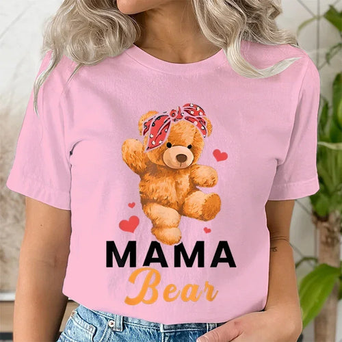 Teddy Mama Bear Graphic T Shirts Women