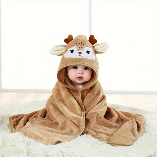 80*80cm Cartoon Baby Bath Towel Body Hooded Polyester Fiber Baby