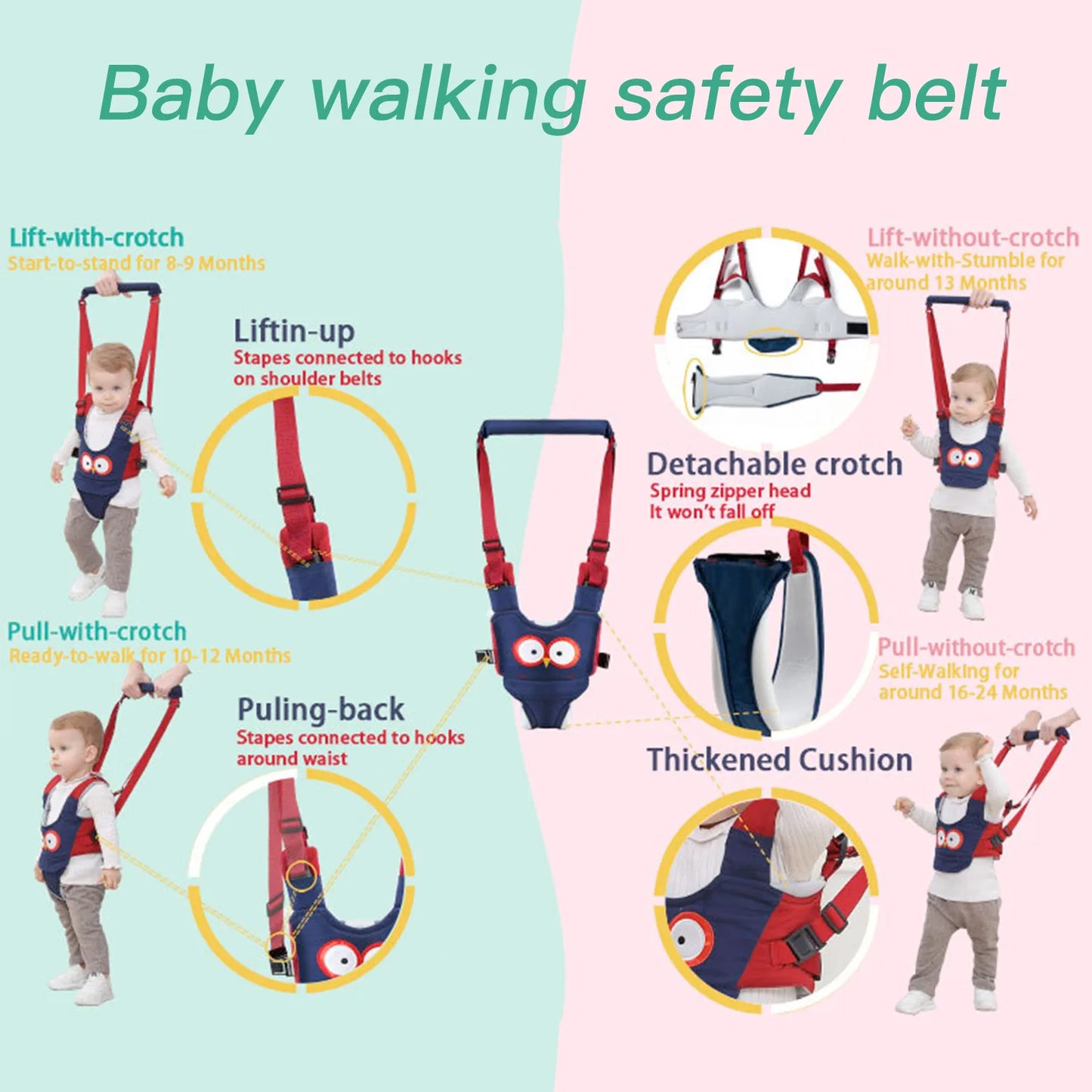 Baby Walker Strap / Detachable / Baby Walking Aid Support Training