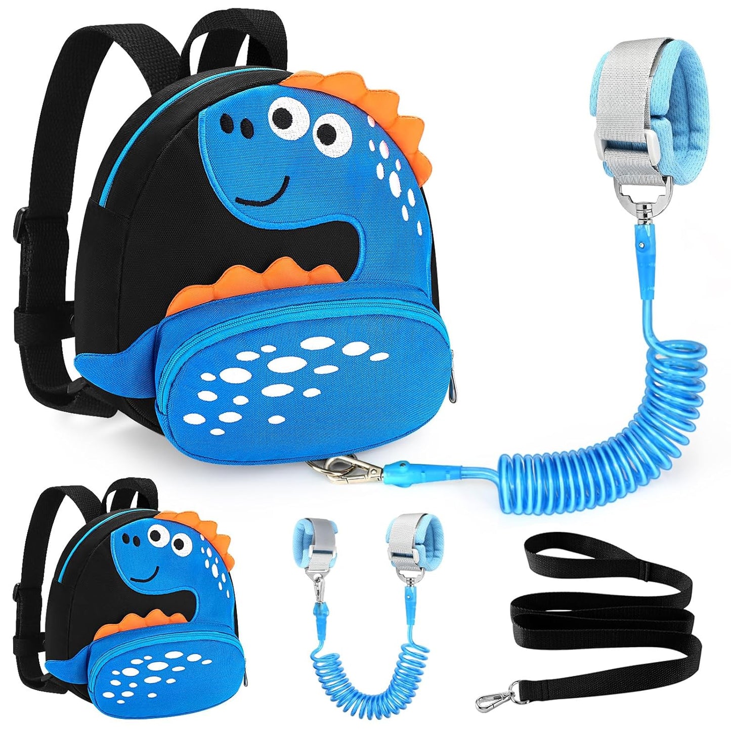 Cute Dinosaur Harnesses with Kids anti Lost Wrist Link, Wristband Tether Strap and Protection Leashes
