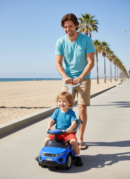 2 in 1 Toddlers Ride on Push Car Stroller with Horn, Music, and Light Function 1-3 Years