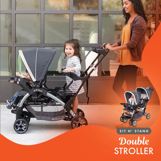 Sit N Stand Travel Double Baby Stroller and Car Seat Combo