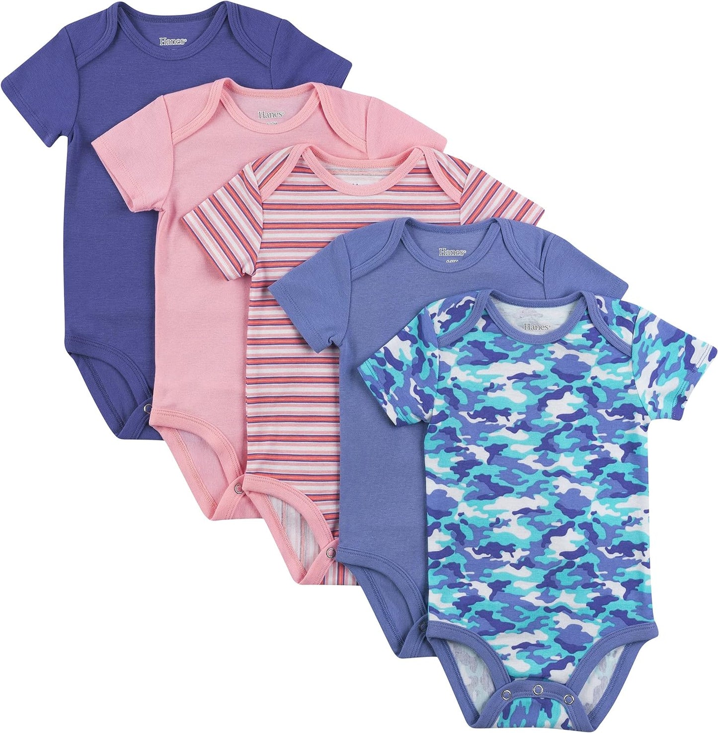 Baby Bodysuits, Ultimate Flexy Short Sleeve for Boys & Girls, 5-Pack