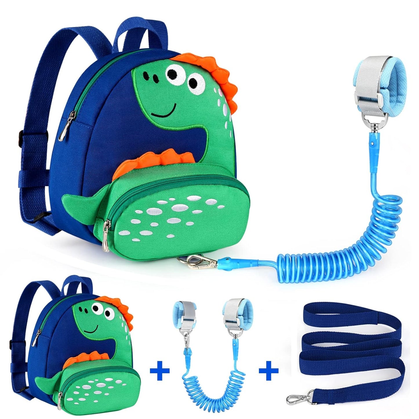  Cute Dinosaur Harnesses with Kids anti Lost Wrist Link,  Wristband Tether Strap and Protection Leashes