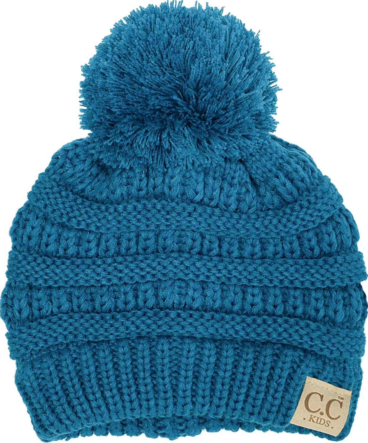 Cozy Toddler Cable Knit Pom Beanie - Warm Winter Hat for Kids