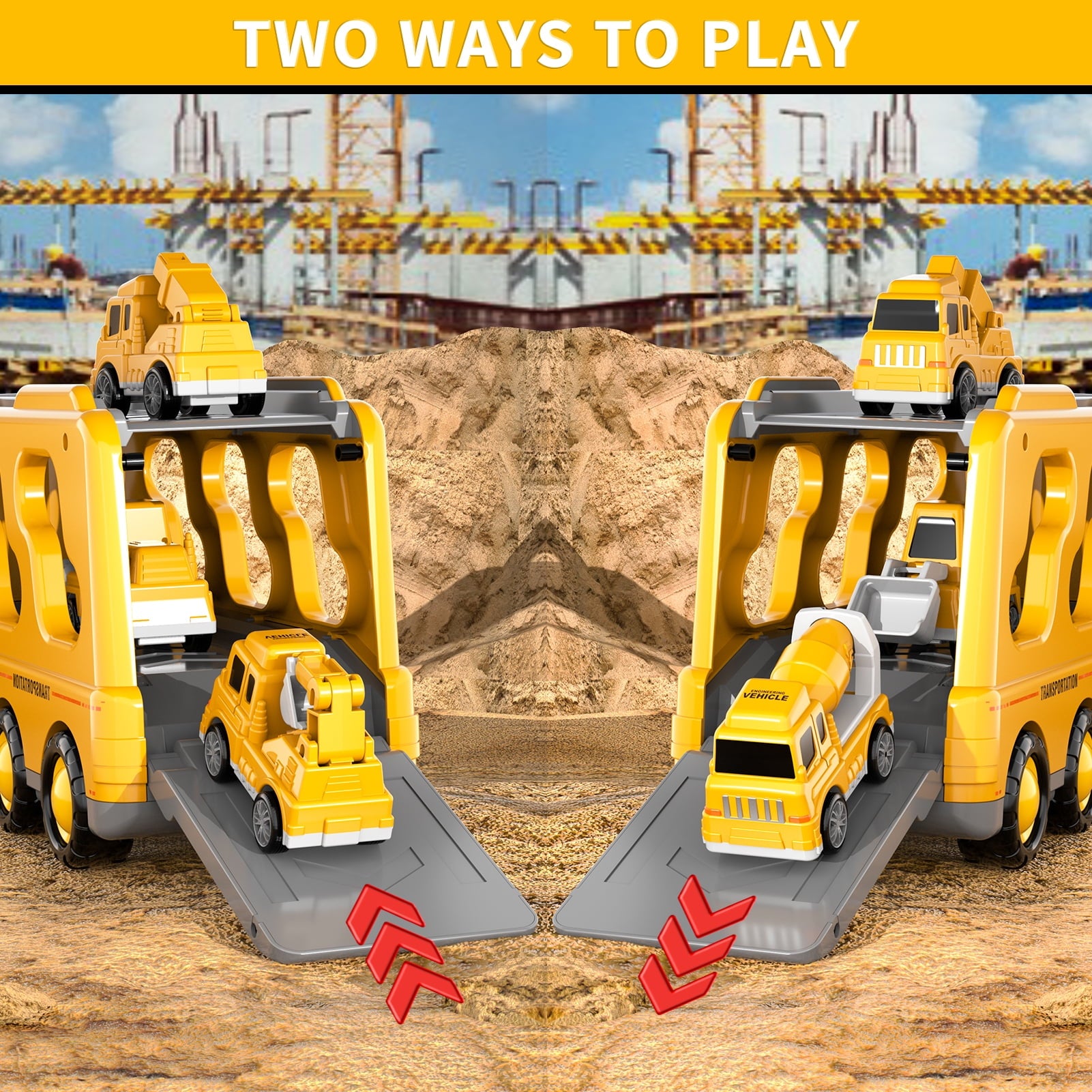 Truck Toys for Kids Boys, Car Set Boys Toys Ages 2Y-5Y, Birthday Gift for  Boys