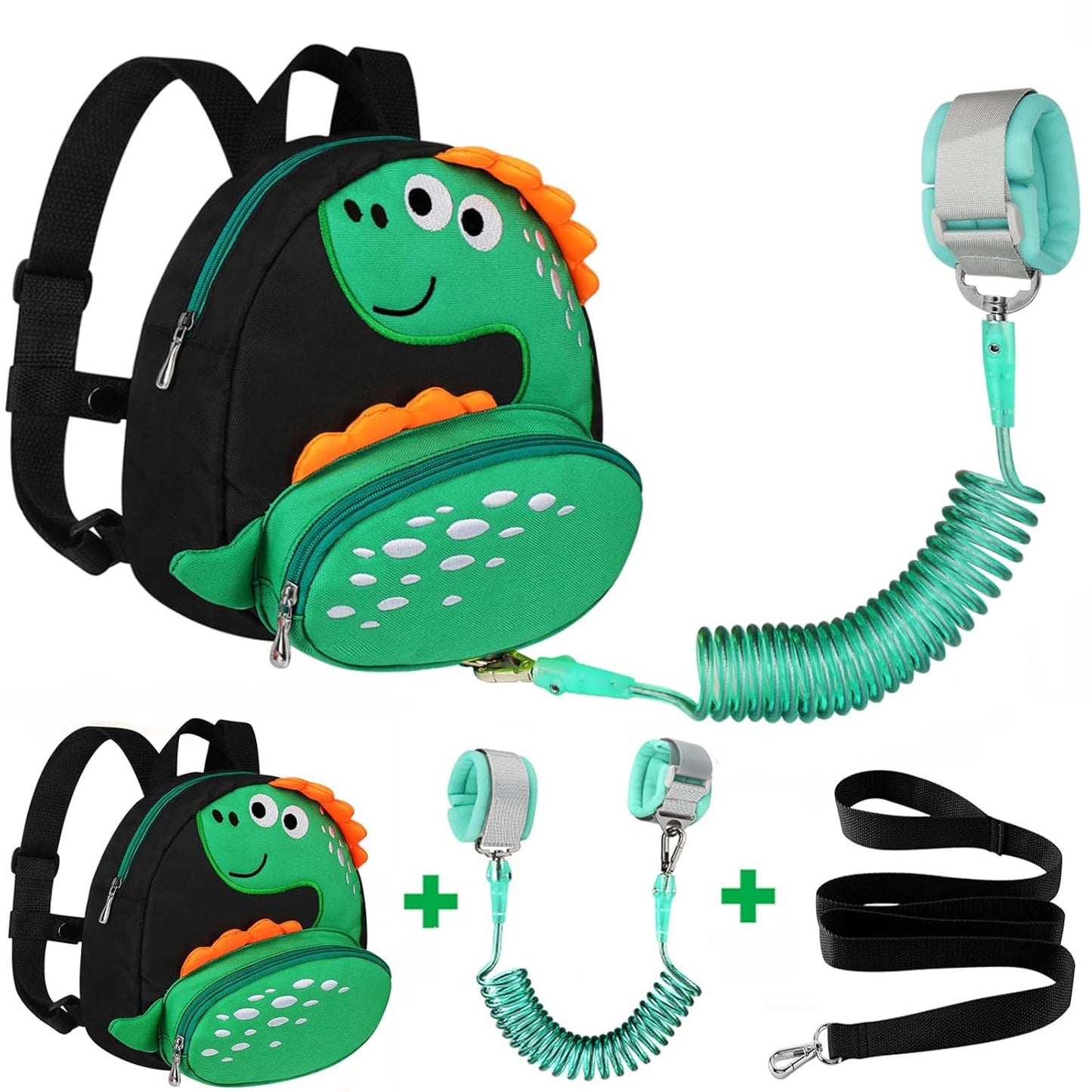  Cute Dinosaur Harnesses with Kids anti Lost Wrist Link,  Wristband Tether Strap and Protection Leashes