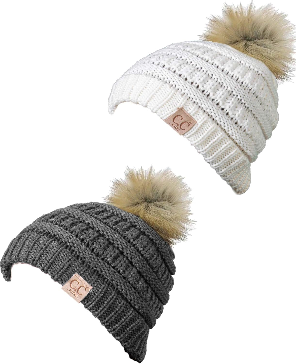 Cozy Toddler Cable Knit Pom Beanie - Warm Winter Hat for Kids