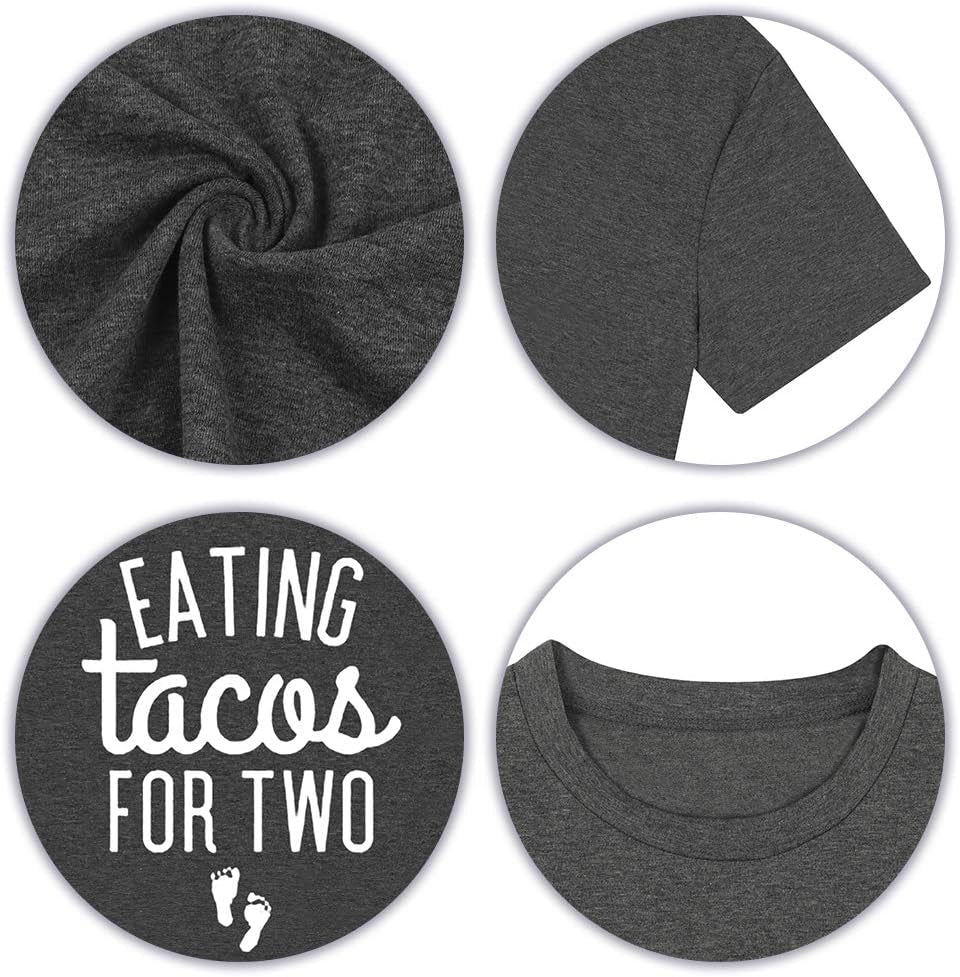 Eating Tacos for Two Maternity Cute Mama Graphic Tees Pregnancy Announcement Short Sleeve Top