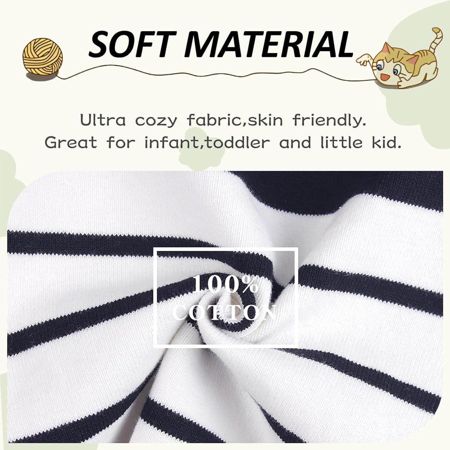  Long Sleeve Crewneck Striped Cotton Pullover Sweatshirt  1-5T