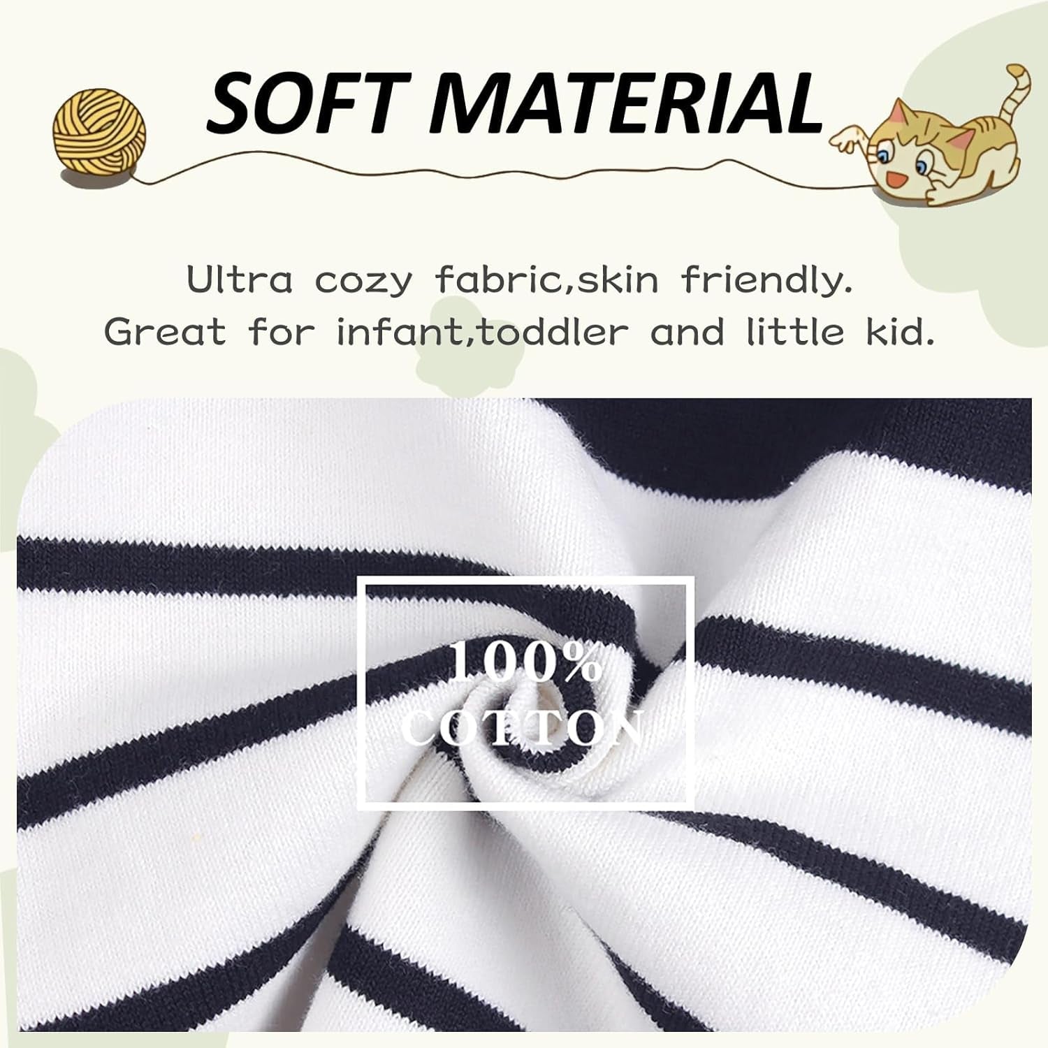  Long Sleeve Crewneck Striped Cotton Pullover Sweatshirt  1-5T