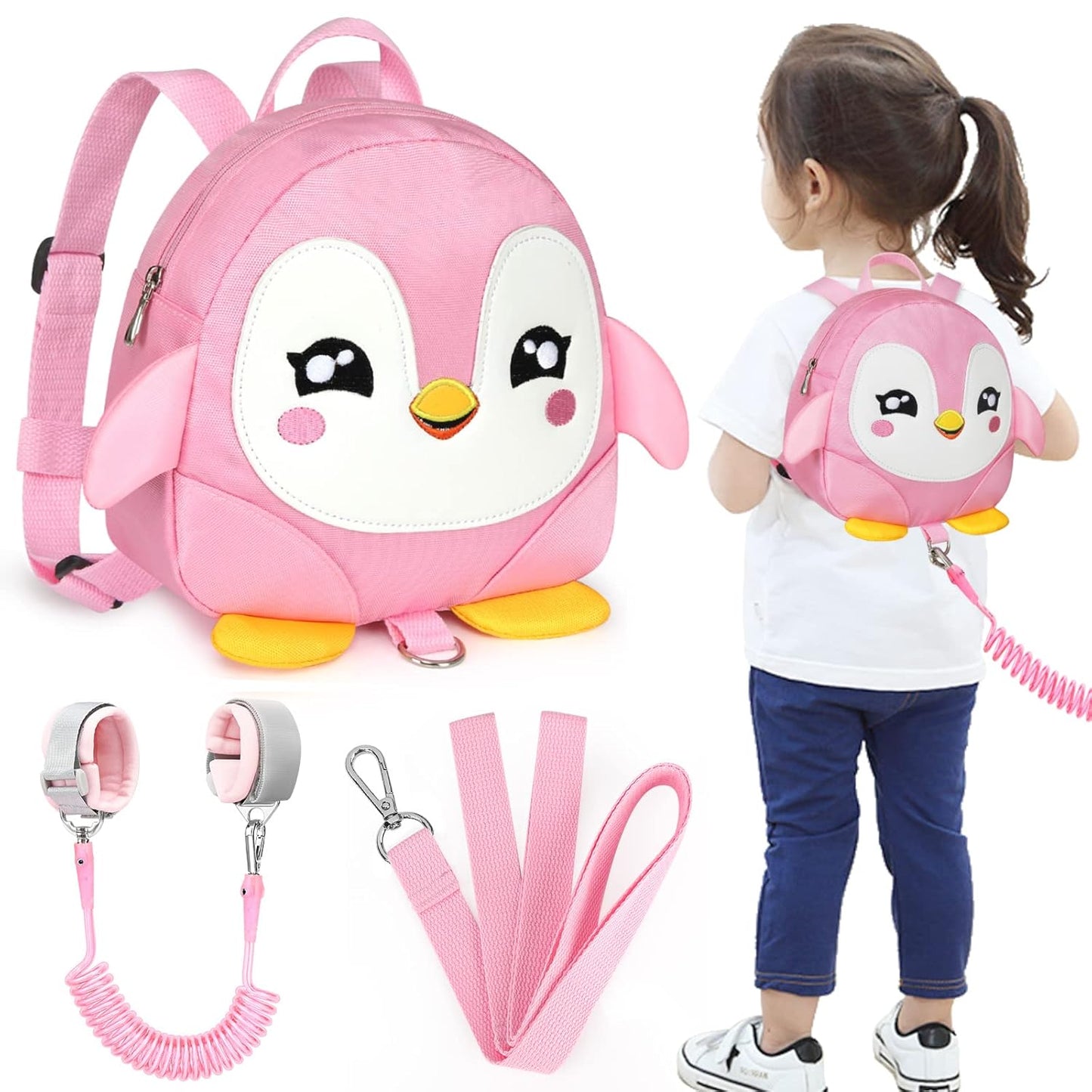  Cute Dinosaur Harnesses with Kids anti Lost Wrist Link,  Wristband Tether Strap and Protection Leashes