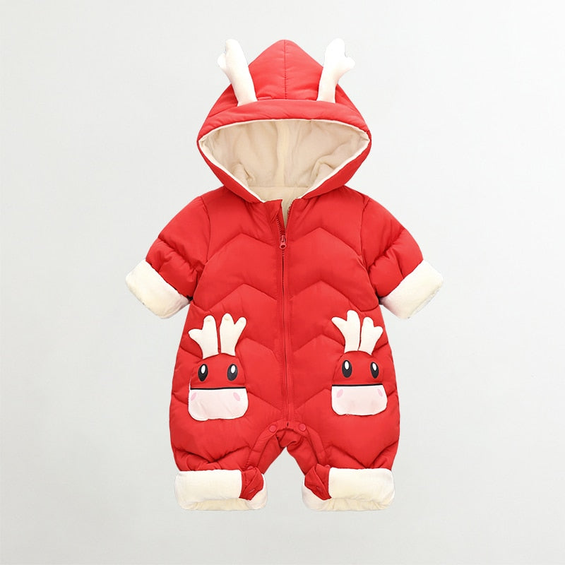 Hooded Warm Baby Winter Dear Cartoon Onesie