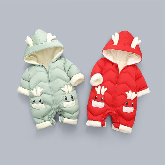 Hooded Warm Baby Winter Dear Cartoon Onesie