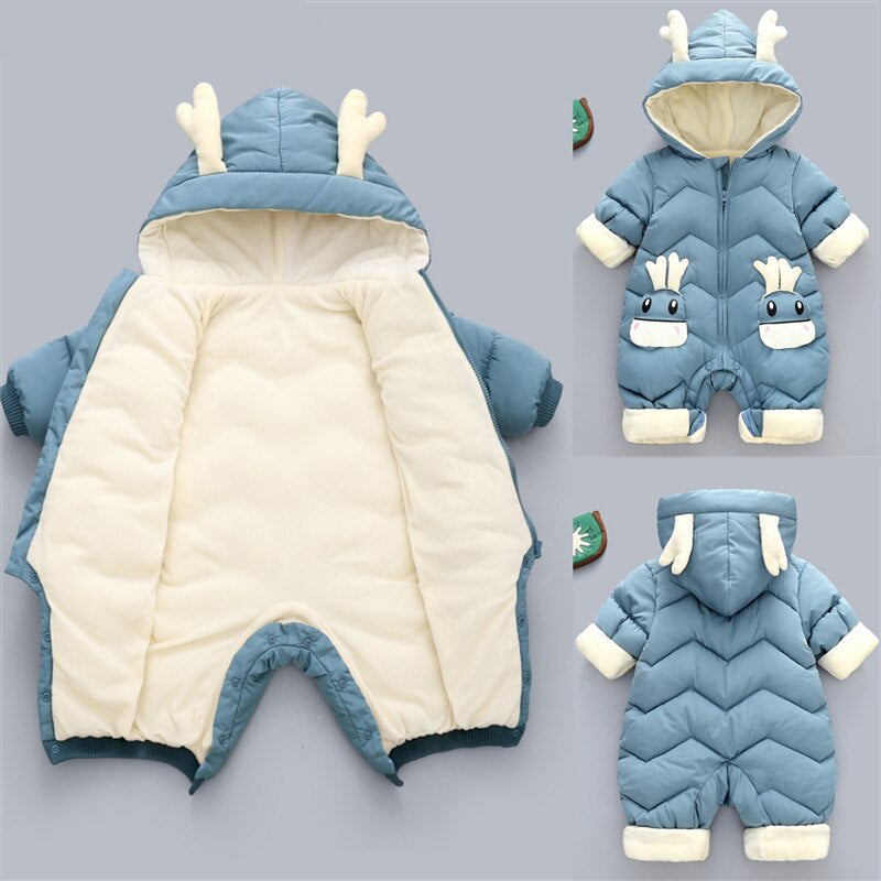 Hooded Warm Baby Winter Dear Cartoon Onesie
