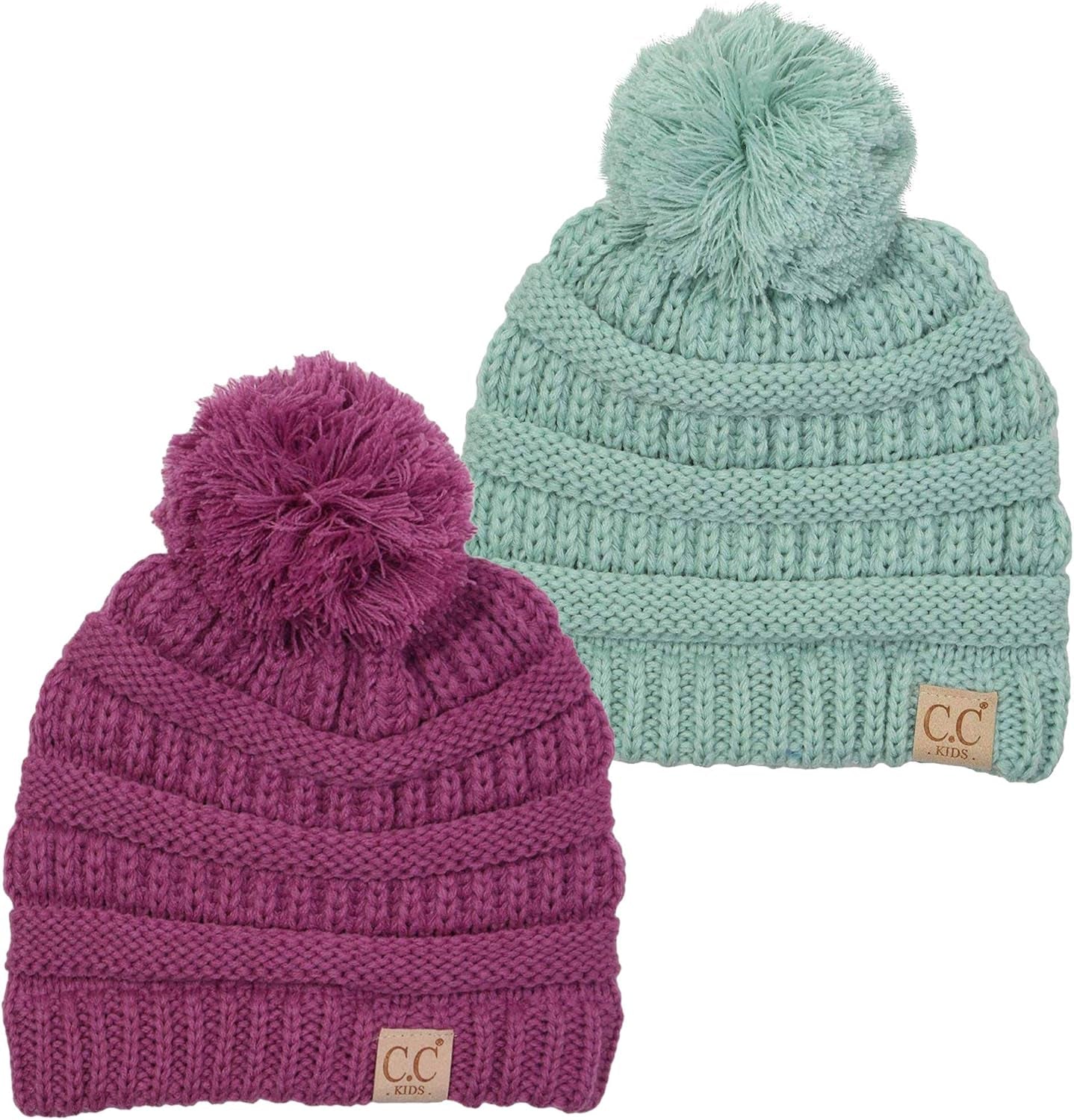 Cozy Toddler Cable Knit Pom Beanie - Warm Winter Hat for Kids