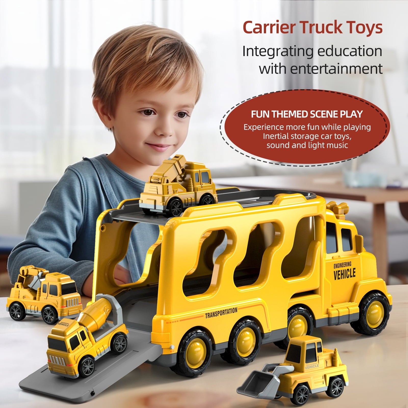 Truck Toys for Kids Boys, Car Set Boys Toys Ages 2Y-5Y, Birthday Gift for  Boys