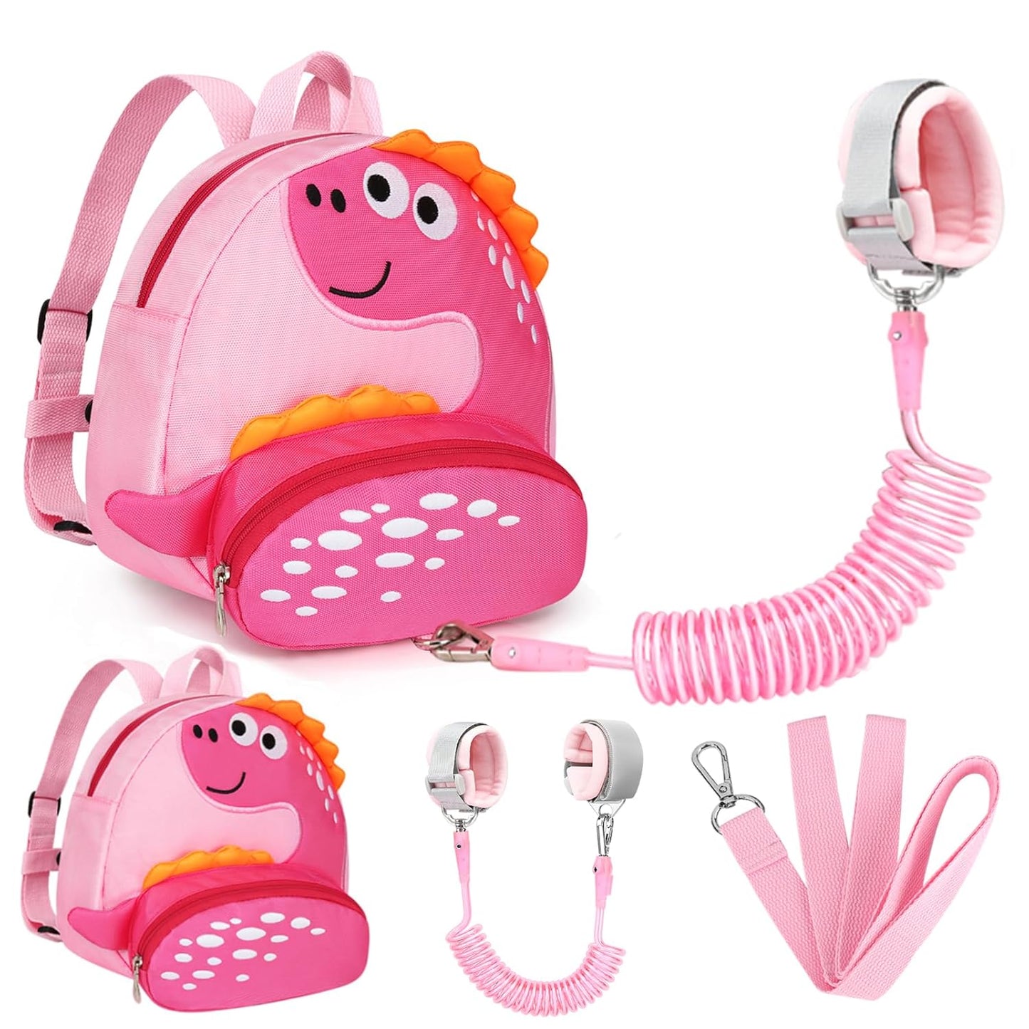  Cute Dinosaur Harnesses with Kids anti Lost Wrist Link,  Wristband Tether Strap and Protection Leashes