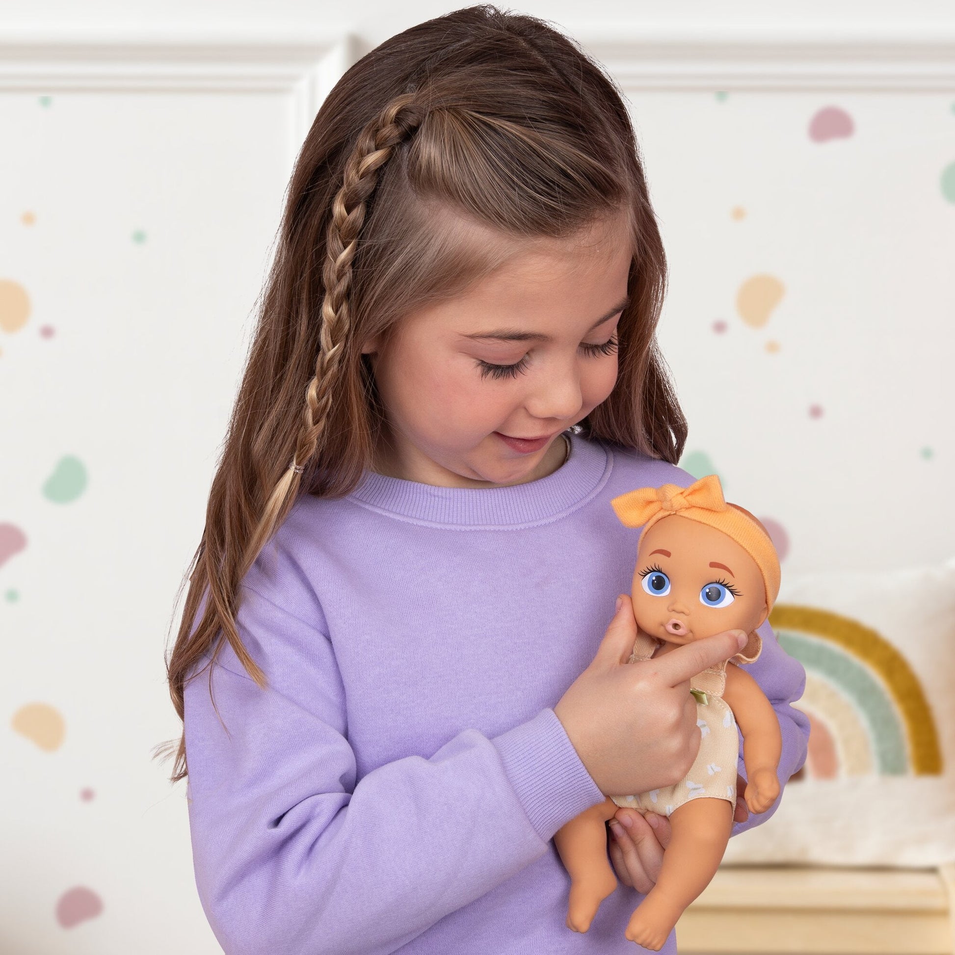 Mini Rowan Realistic Doll, Soft Skin, Yellow Outfit, 9-Inch Tall, 18M+