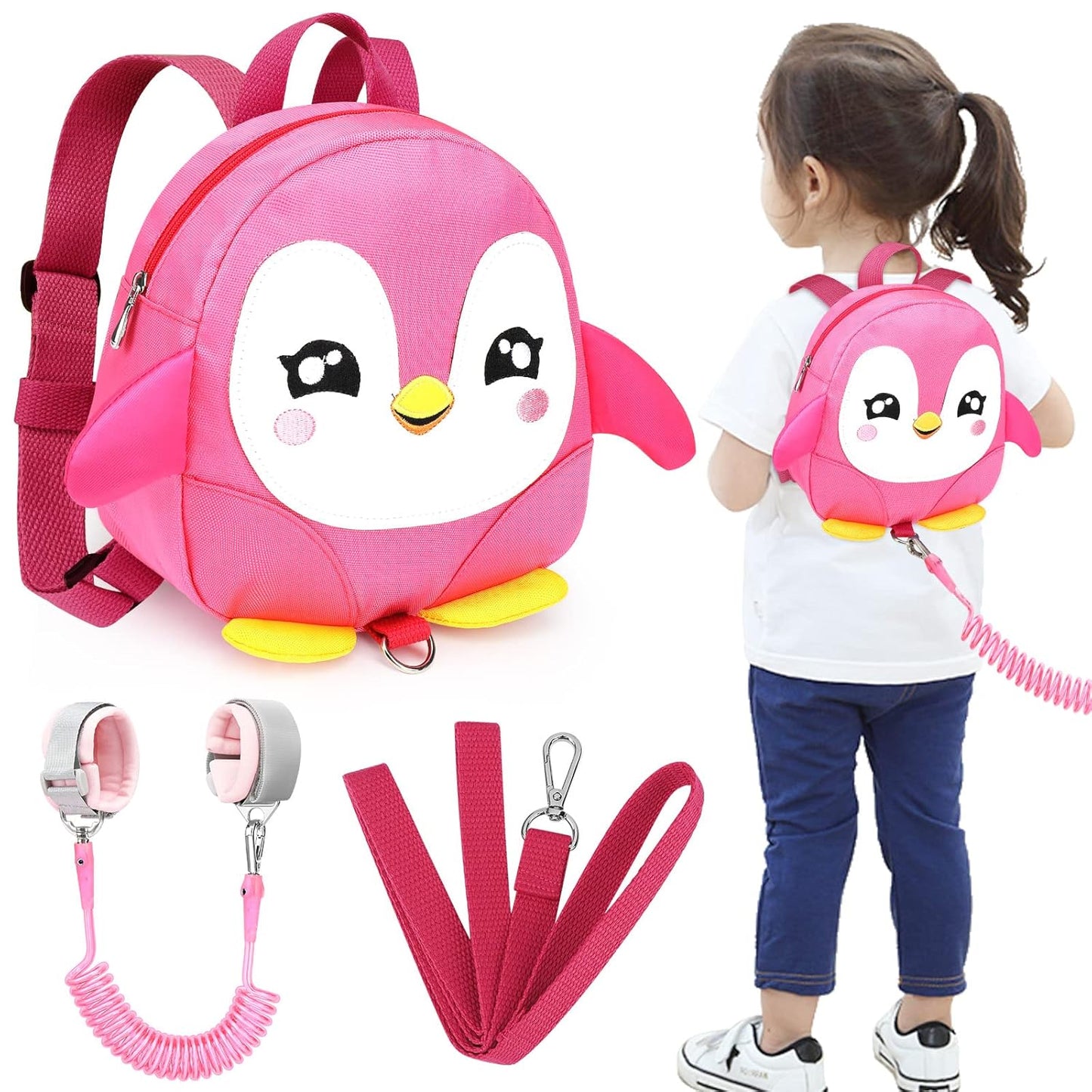  Cute Dinosaur Harnesses with Kids anti Lost Wrist Link,  Wristband Tether Strap and Protection Leashes
