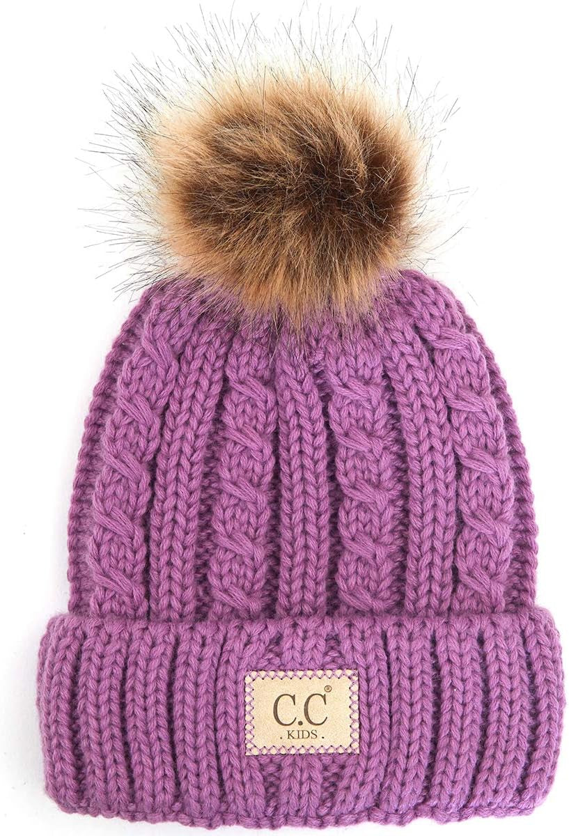 Cozy Toddler Cable Knit Pom Beanie - Warm Winter Hat for Kids
