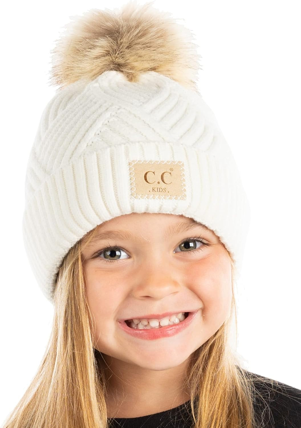 Cozy Toddler Cable Knit Pom Beanie - Warm Winter Hat for Kids