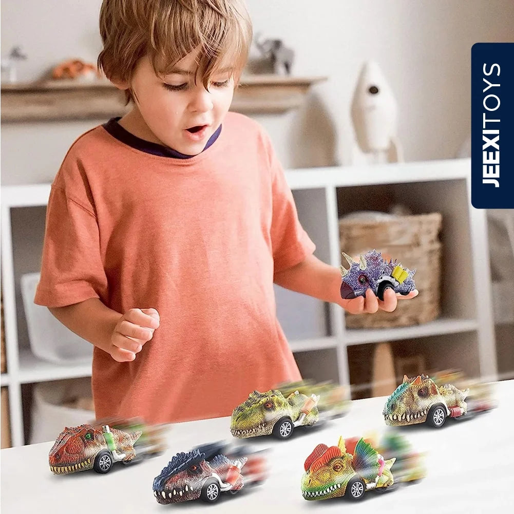 Dinosaur Toy Pull Back Cars, 6 Pack Dino Toys for 3 Year Old Boys and Toddlers, Boy Toys Age 3,4,5 and Up, Pull Back Toy Cars, Dinosaur Games with T-Rex