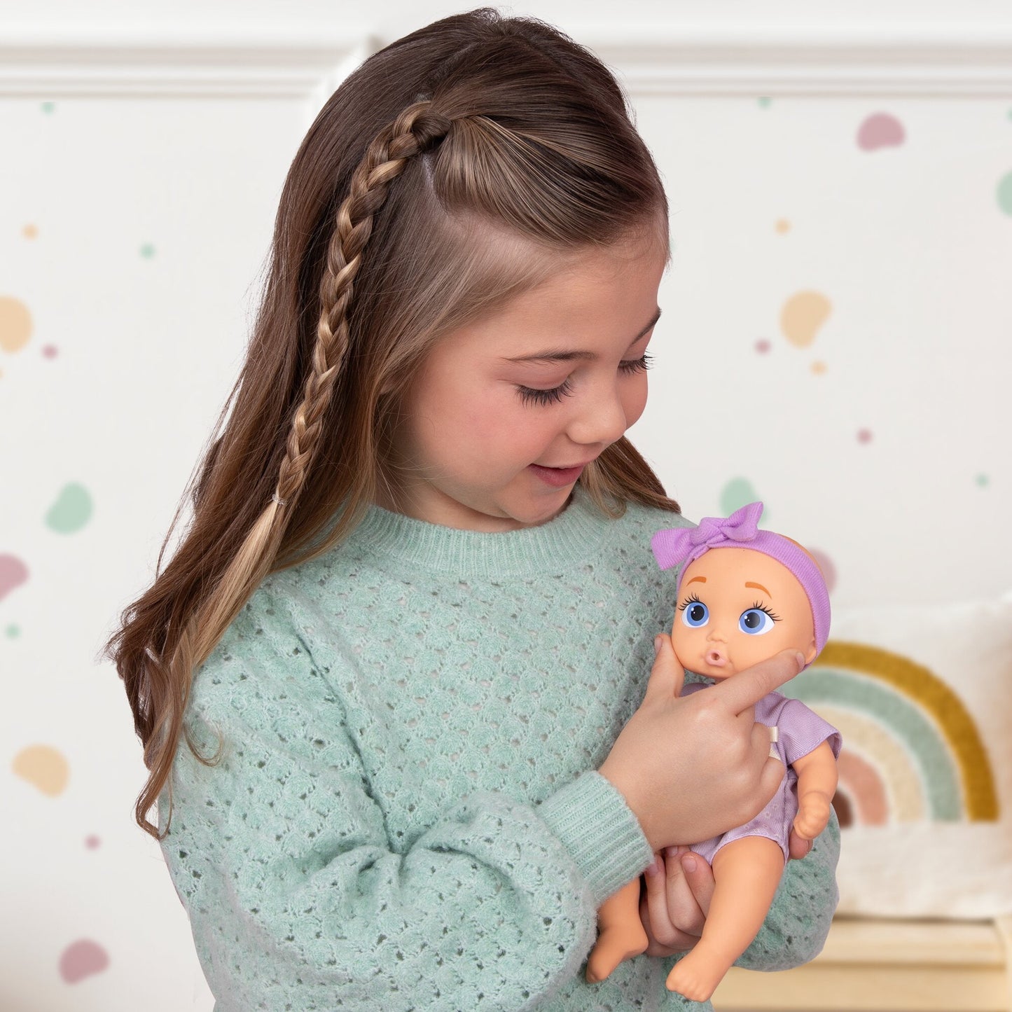 Mini Jessie Realistic Doll, Soft Skin, Lilac Outfit, 9-Inch Tall,18M+