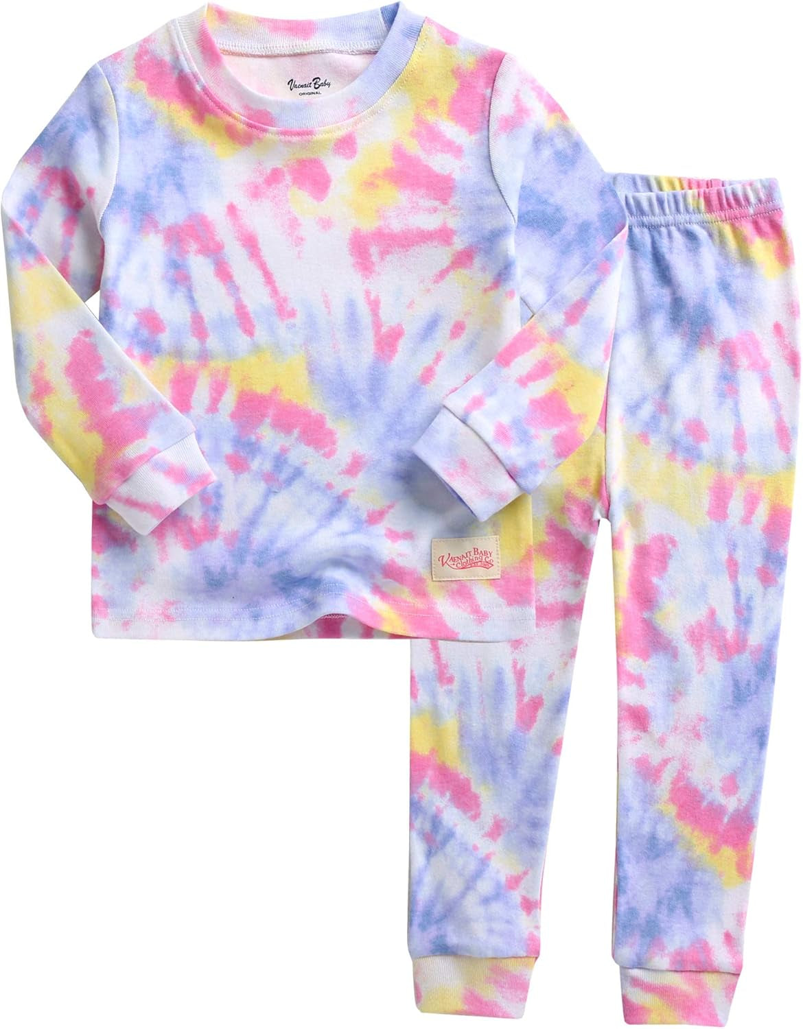 12M-12Y Toddler Kids Boys Girls 100% Cotton Marbling Tie-dye Sung Fit Sleepwear Pajamas 2Pcs Pjs Set