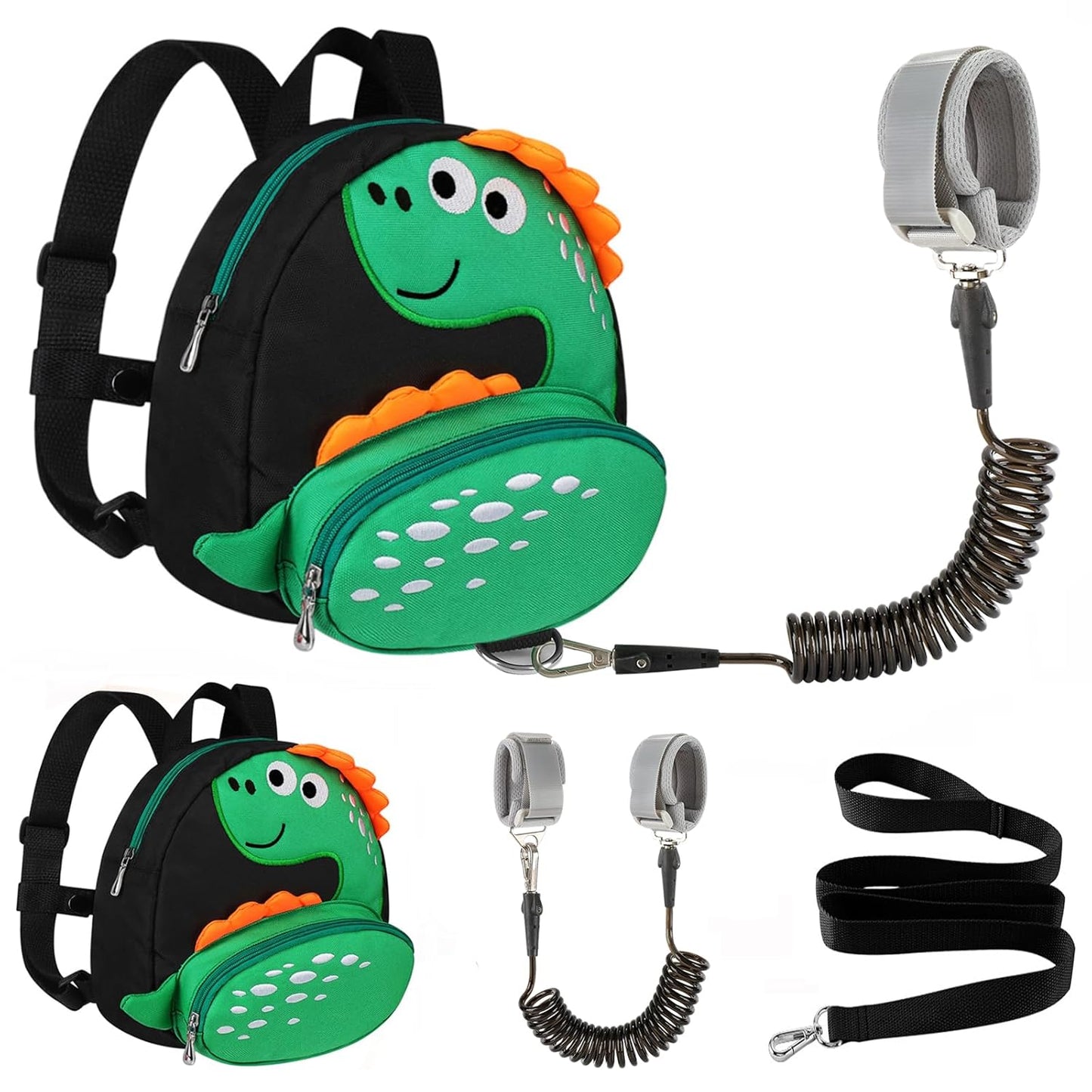  Cute Dinosaur Harnesses with Kids anti Lost Wrist Link,  Wristband Tether Strap and Protection Leashes