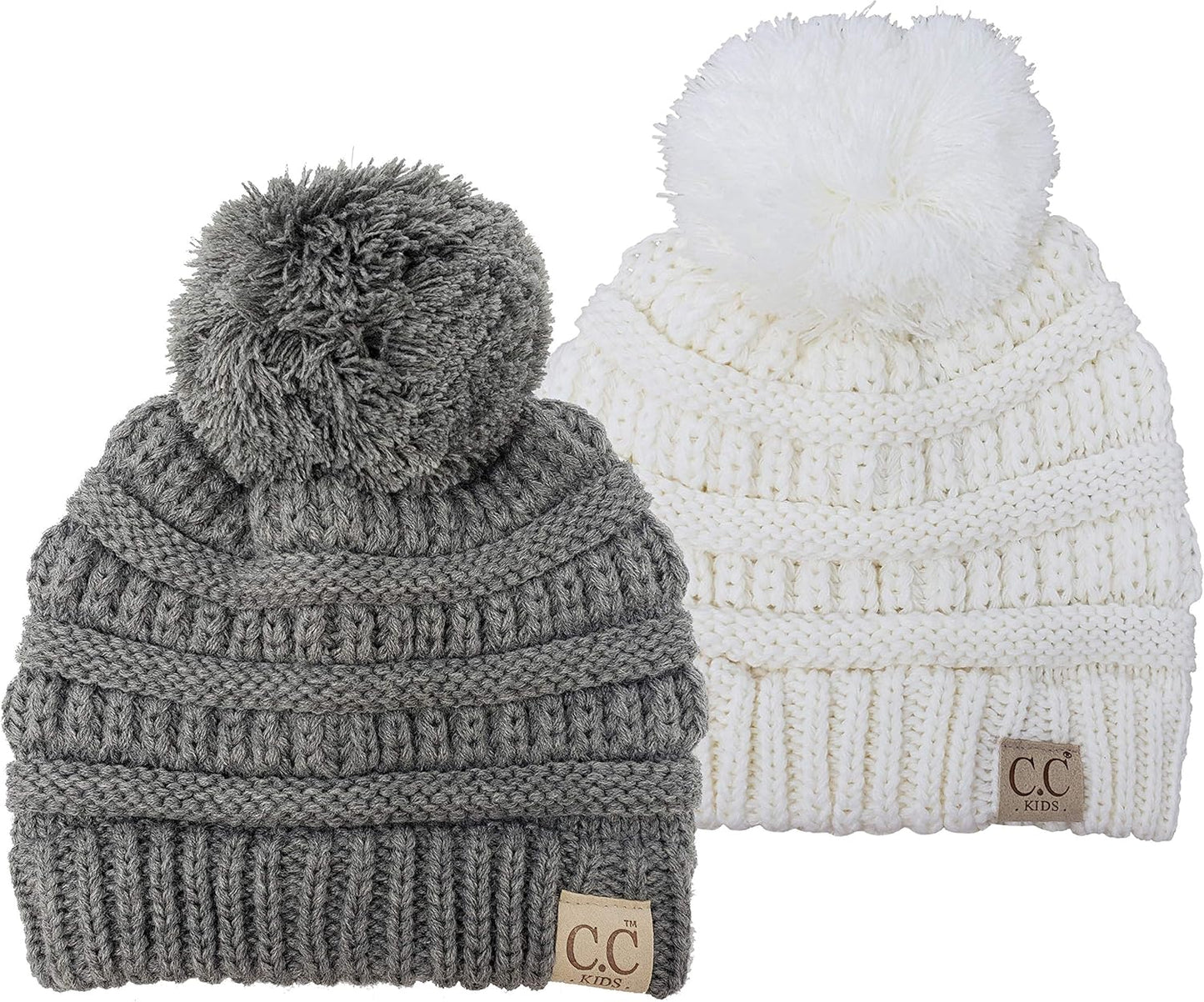 Cozy Toddler Cable Knit Pom Beanie - Warm Winter Hat for Kids