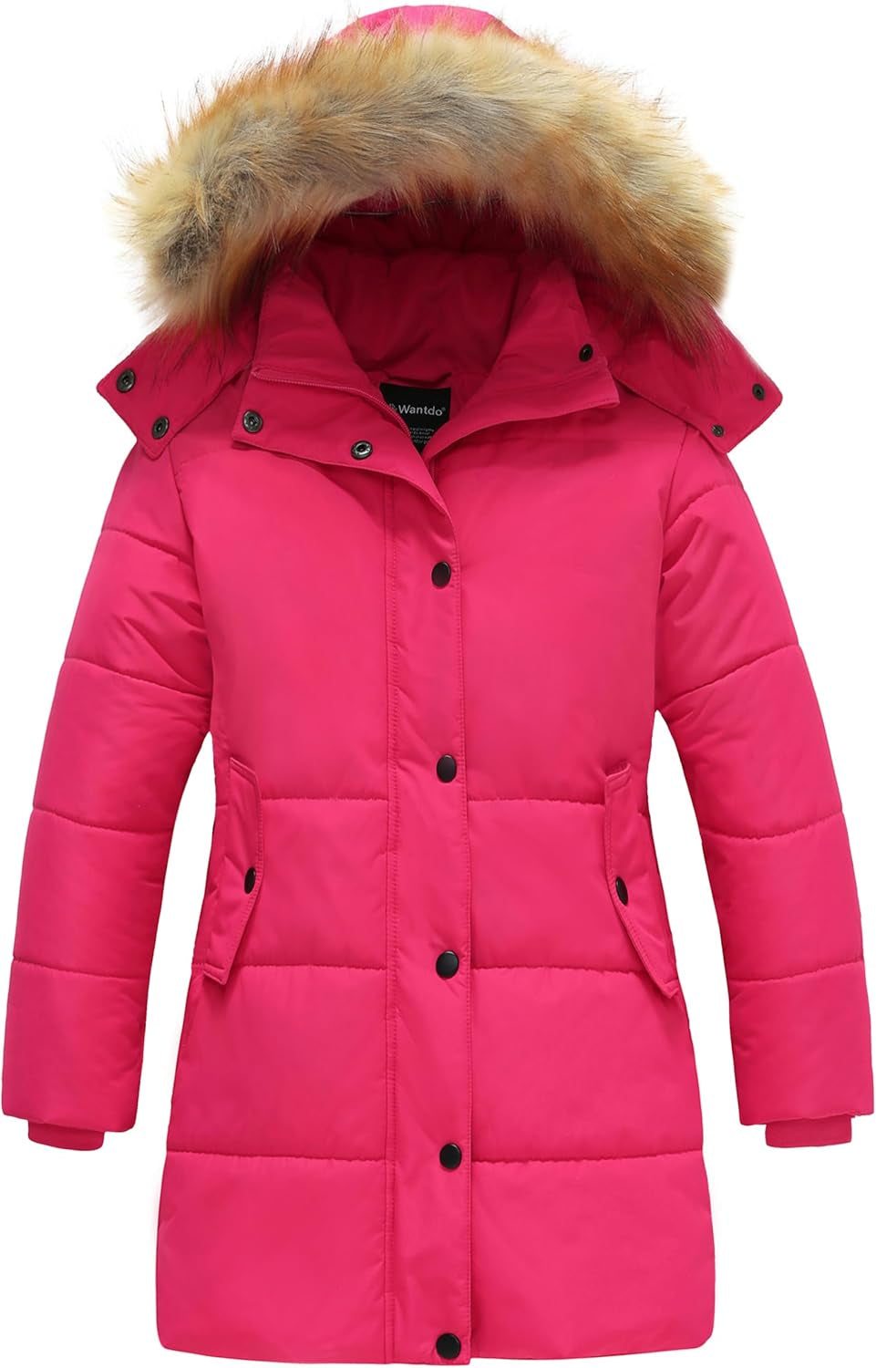 Girl'S Winter Coat Long Puffer Jacket Fleece Parka with Hood Waterproof