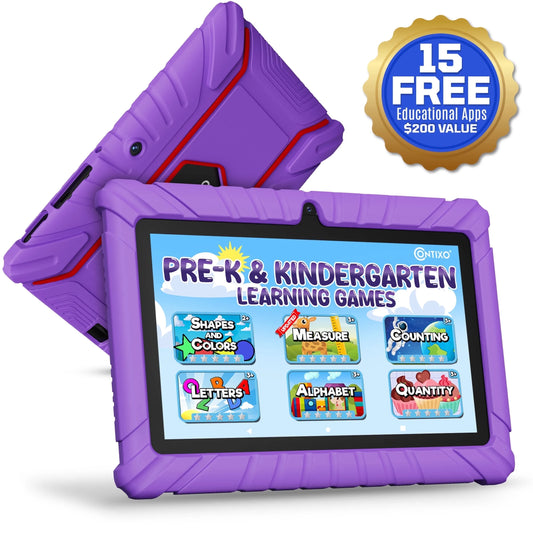 7" Kids Tablet, Ages 3-7,  Academy Preloaded, Kid-Proof Case, Android Tablet, Parental Controls, 32GB