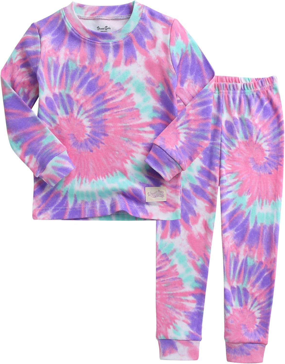 12M-12Y Toddler Kids Boys Girls 100% Cotton Marbling Tie-dye Sung Fit Sleepwear Pajamas 2Pcs Pjs Set