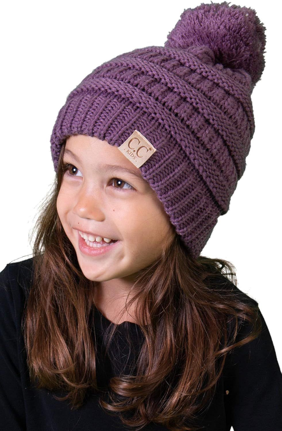 Cozy Toddler Cable Knit Pom Beanie - Warm Winter Hat for Kids