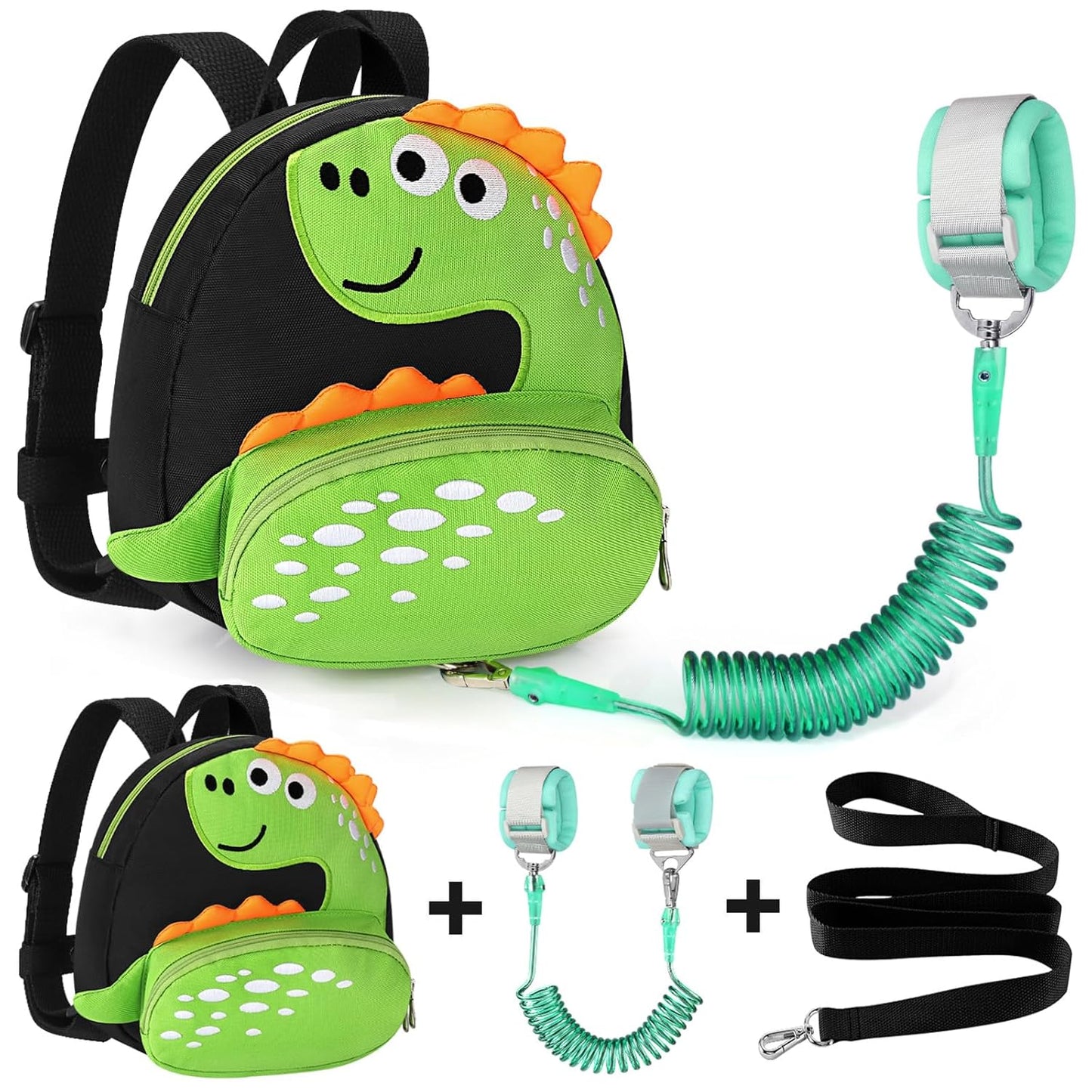  Cute Dinosaur Harnesses with Kids anti Lost Wrist Link,  Wristband Tether Strap and Protection Leashes